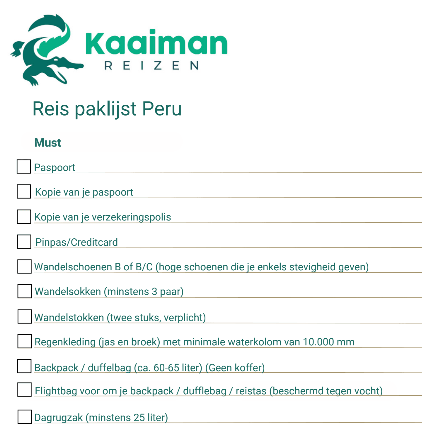 De oude paklijst: een statische PDF per reis